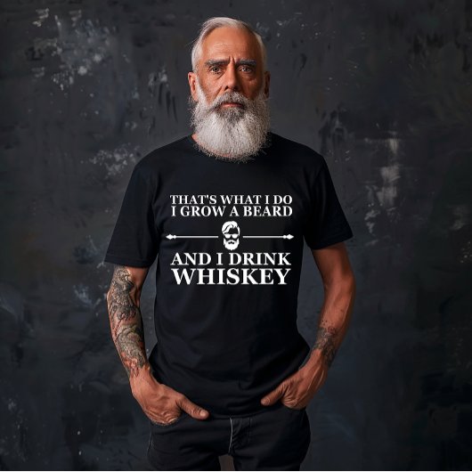 Whiskey citaten met grappige bebaarde gezegden t-shirt