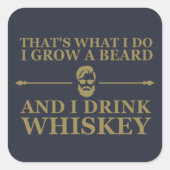Whiskey citaten met grappige bebaarde gezegden vierkante sticker (Voorkant)