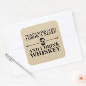 Whiskey citaten met grappige bebaarde gezegden vierkante sticker (Envelop)