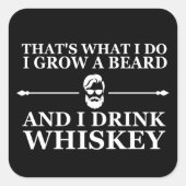 Whiskey citaten met grappige bebaarde gezegden vierkante sticker (Voorkant)