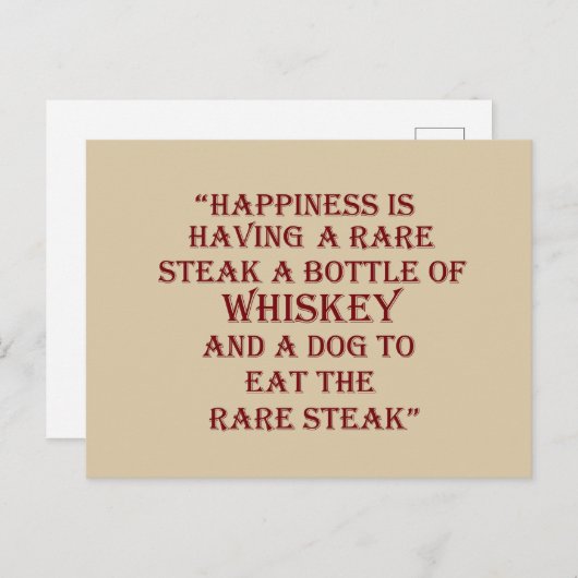 Whiskey citeert grappige alcohol gezegden geschenk briefkaart (Voorkant / Achterkant)