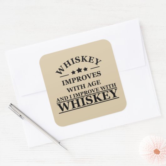 Whiskey citeert grappige alcohol gezegden geschenk vierkante sticker (Envelop)