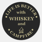 Whiskey citeert grappige camping camper gezegden ronde sticker (Voorkant)
