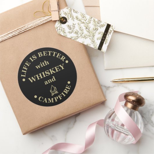Whiskey citeert grappige camping camper gezegden ronde sticker (Geschenken)