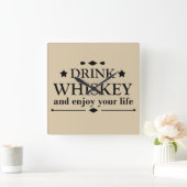 Whiskey citeert grappige drink alcoholische gezegd vierkante klok (Huis)