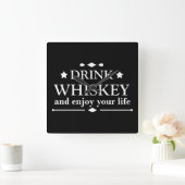 Whiskey citeert grappige drink alcoholische gezegd vierkante klok (Huis)