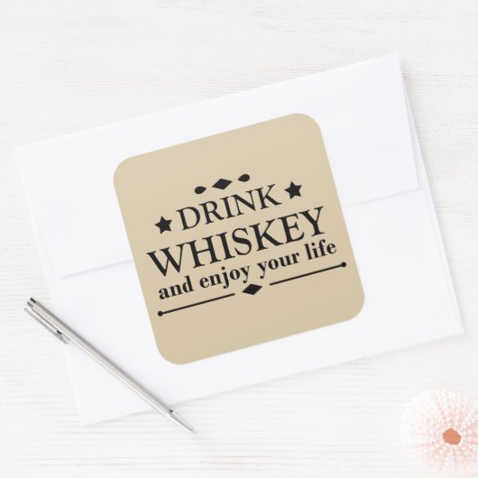 Whiskey citeert grappige drink alcoholische gezegd vierkante sticker (Envelop)