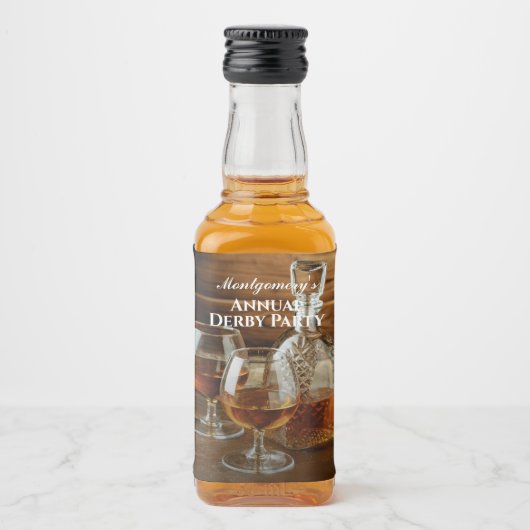 Whiskey Decanter Derby Party Mini Likeurfles Etiket (Voorkant)
