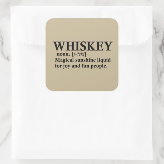 Whiskey definitie grappige alcohol gezegden gesche vierkante sticker (Tas)