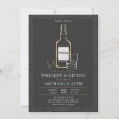 Whiskey Dining Black White Modern 50th Birthday Kaart (Voorkant)