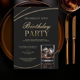 Whiskey Dinner Cocktails Kalligrafie 50e Verjaarda Kaart