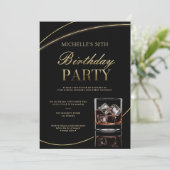 Whiskey Dinner Cocktails Kalligrafie 50e Verjaarda Kaart (Staand voorkant)