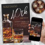 Whiskey Elegant 40e verjaardagsfeestje Kaart<br><div class="desc">Whiskey Elegant 40e Verjaardagsfeestuitnodiging. Breng een toost op elegantie met ons mijlpaal verjaardagsuitnodiging ontwerp, een perfecte mix van verfijning en viering. De zwarte en gouden accenten zetten de toon voor een stijlvolle affaire, die doet denken aan oude whisky in zijn rijke tinten. Deze uitnodiging straalt een tijdloze charme uit, die...</div>
