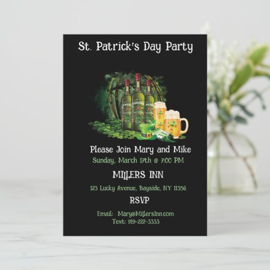 Whiskey en bier St. Patrick's Day Party Kaart (Staand voorkant)