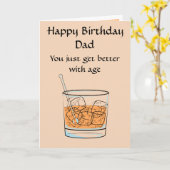 Whiskey en Ice Dad Birthday Wenskaart Kaart (Gele Bloem)