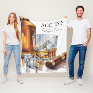 Whiskey en sigaar Heren verjaardagsfeest Fleece Deken