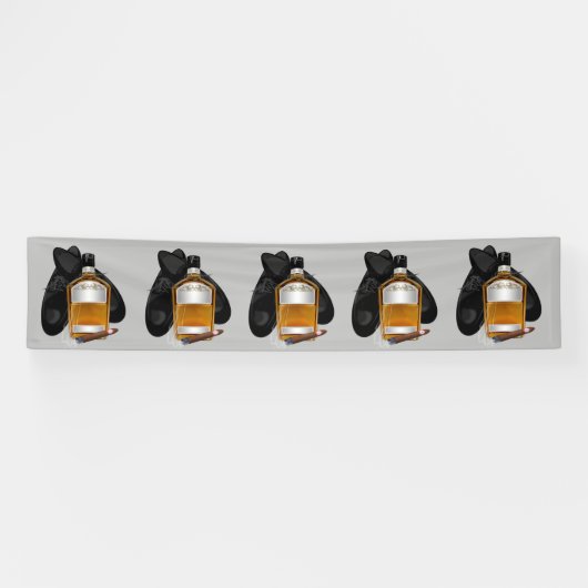 Whiskey en sigaar herhalings verjaardagsbanner spandoek (Horizontaal)