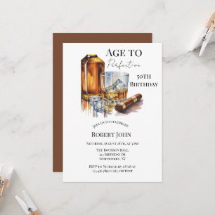 Whiskey en sigaar mannen 50ste verjaardagsfeest kaart