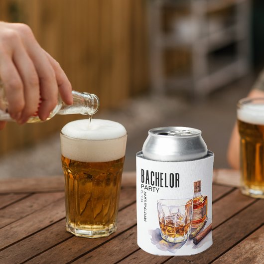 Whiskey en Sigaar Modern Vrijgezellenfeest Blikjeskoeler