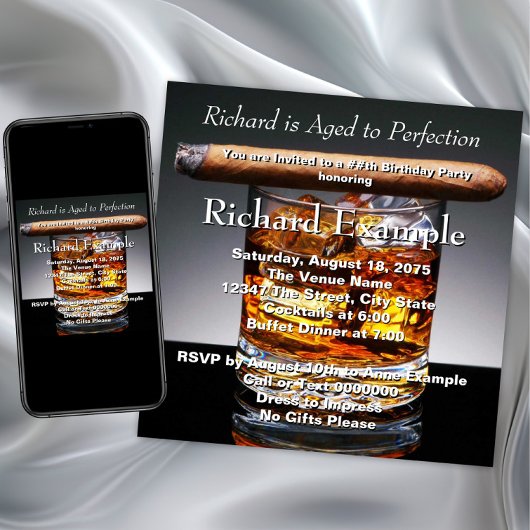 Whiskey en sigaar verjaardagsfeestje kaart