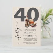 Whiskey en Sigaren Mannelijk 40e Verjaardagsfeest Kaart (Staand voorkant)