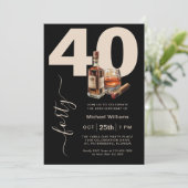 Whiskey en Sigaren Mannelijk 40e Verjaardagsfeest Kaart (Staand voorkant)