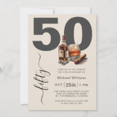 Whiskey en Sigaren Mannelijk 50e Verjaardagsfeest Kaart (Voorkant)