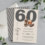 Whiskey en Sigaren Mannelijk 60e Verjaardagsfeest Kaart<br><div class="desc">Deze stijlvolle mannelijke 60e verjaardagsfeestuitnodiging bereidt uw gasten voor op een onvergetelijk feest. Het aangepaste ontwerp is voorzien van vetgedrukte letters met de leeftijd 60 samen met handgeschreven script spelling uit zestig langs de zijkant. Een whiskyfles, gegoten glas en sigarenafbeelding dragen bij aan de feeststemming van deze unieke uitnodiging. Personaliseer...</div>