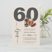 Whiskey en Sigaren Mannelijk 60e Verjaardagsfeest Kaart (Staand voorkant)