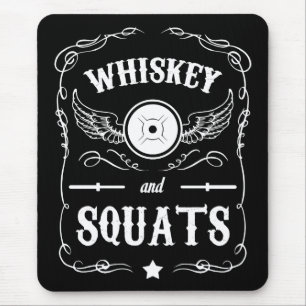 Whiskey en Squats - "Gewichtheffen" Motivatie Muismat