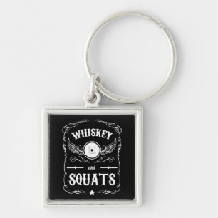 Whiskey en Squats - "Gewichtheffen" Motivatie Sleutelhanger