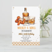 Whiskey en vleugels feest uitnodiging (Staand voorkant)