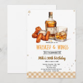 Whiskey en vleugels feest uitnodiging (Voorkant / Achterkant)