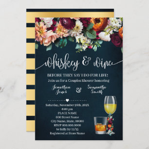 Whiskey en Wine Flowers Couples Shower Weddenschap Kaart