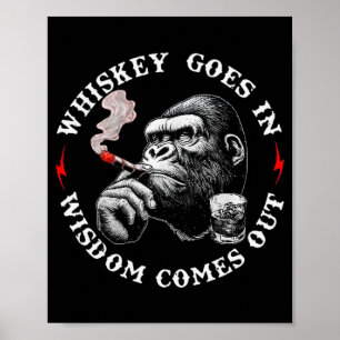 Whiskey erin Wijsheid eruit Grappige Aap (op Poster