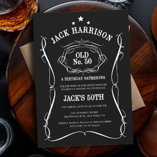 Whiskey Etiket Zwart Wit Oud Nr. 50ste Verjaardag Kaart