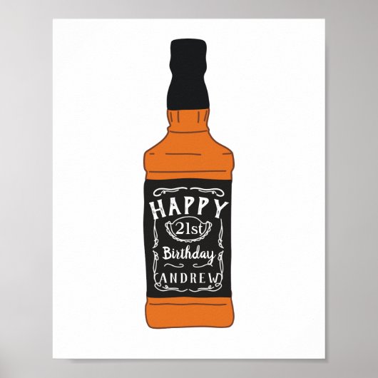 Whiskey Fles 21st Birthday Whiskey Lovers Poster (Voorkant)