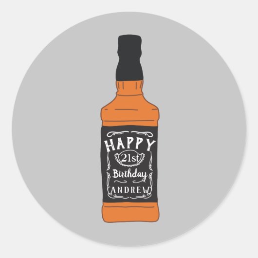 Whiskey Fles 21st Birthday Whiskey Lovers Ronde Sticker (Voorkant)