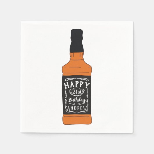 Whiskey Fles 21st Birthday Whiskey Lovers Servet (Voorkant)