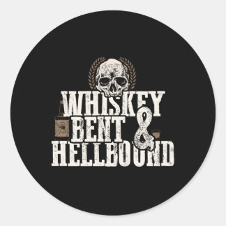 Whiskey gebogen en Hellbound verontruste biker sti Ronde Sticker