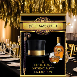 Whiskey Gentlemen Elegant Gold Black Birthday Kaart
