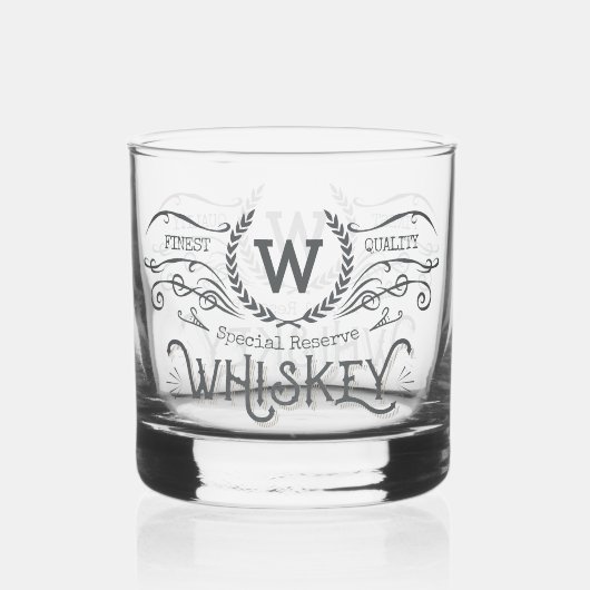 Whiskey gepersonaliseerde Monogram look Whisky Glas (Achterkant)