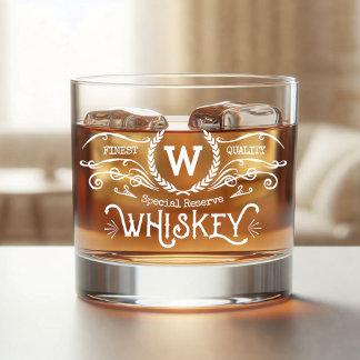 Whiskey gepersonaliseerde Monogram  look wit Whisky Glas