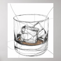 Whiskey gesteenten glas minimalistische lijn art
