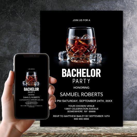 Whiskey Glas Bachelorfeest Kaart