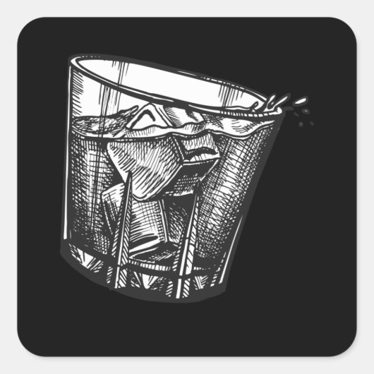 Whiskey Glass Vierkante Sticker (Voorkant)