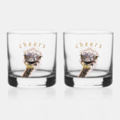 Whiskey Glazen met Grappige Struisvogel - Proost (Achterkant)