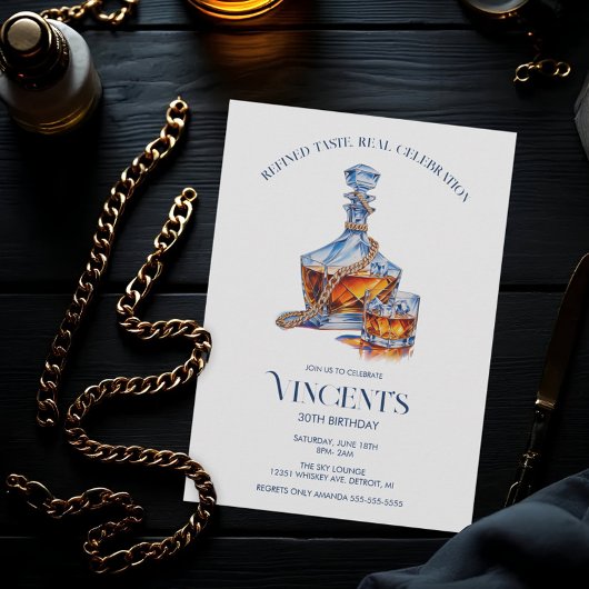 Whiskey & Gold Cuban-Link Chain Men’s Birthday Kaart