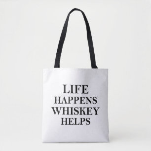 Whiskey helpt grappige alcoholische gezegden tote bag