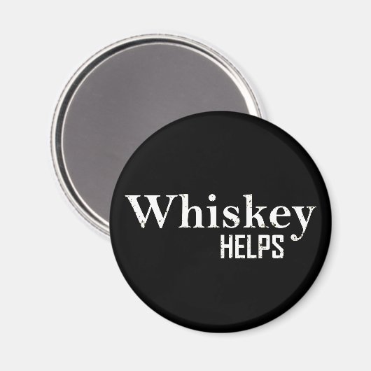 Whiskey helpt grappige drink alcoholcitaten magneet (Voorkant / Achterkant)